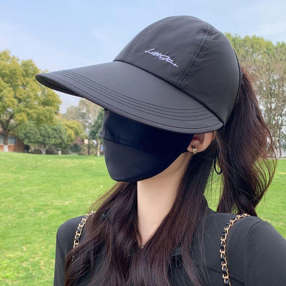 Breathable Sun Hat Foldable Peaked Cap Fashion Ponytail Hat  Outdoor Sports