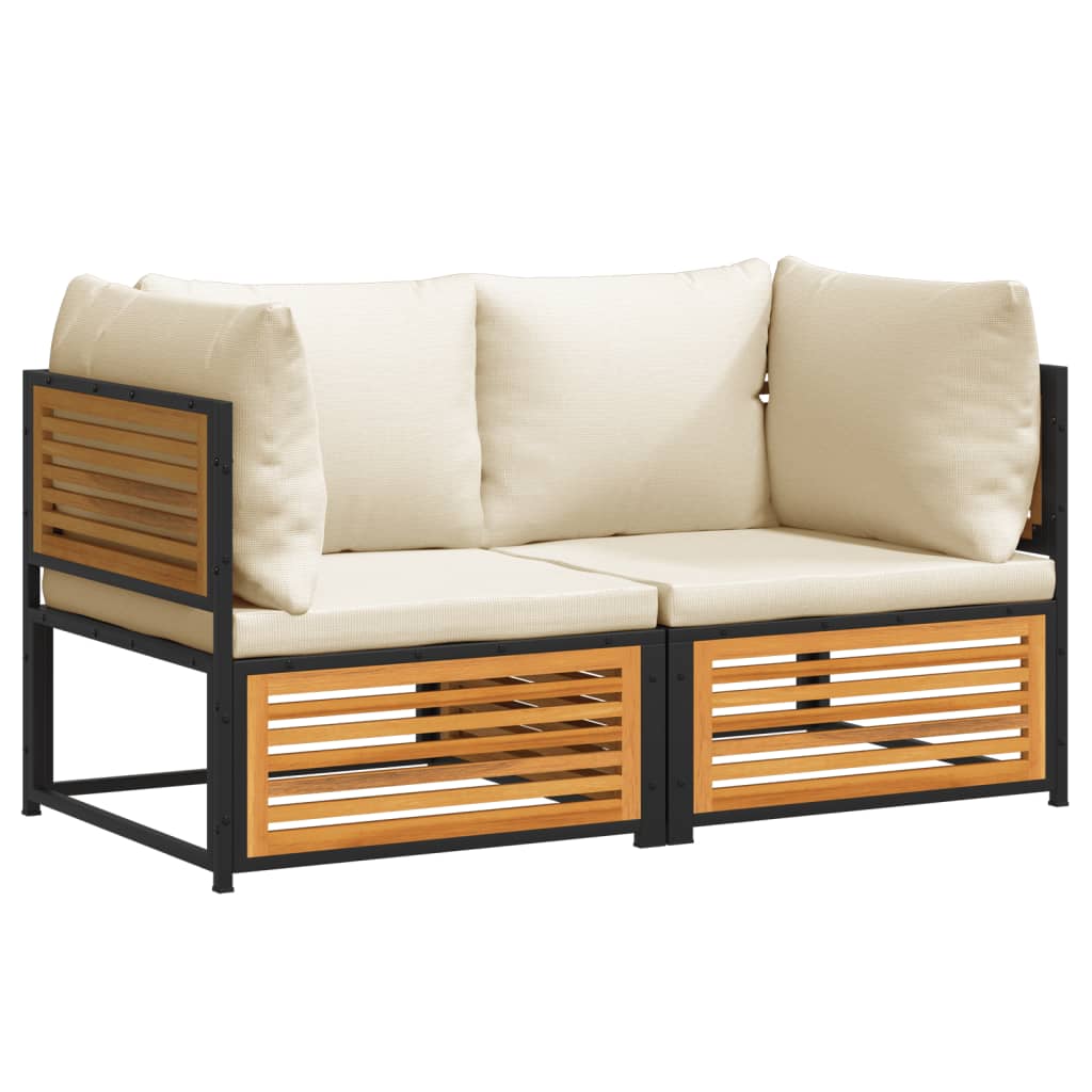 2 Piece Garden Sofa Set with Cushions Solid Acacia Wood