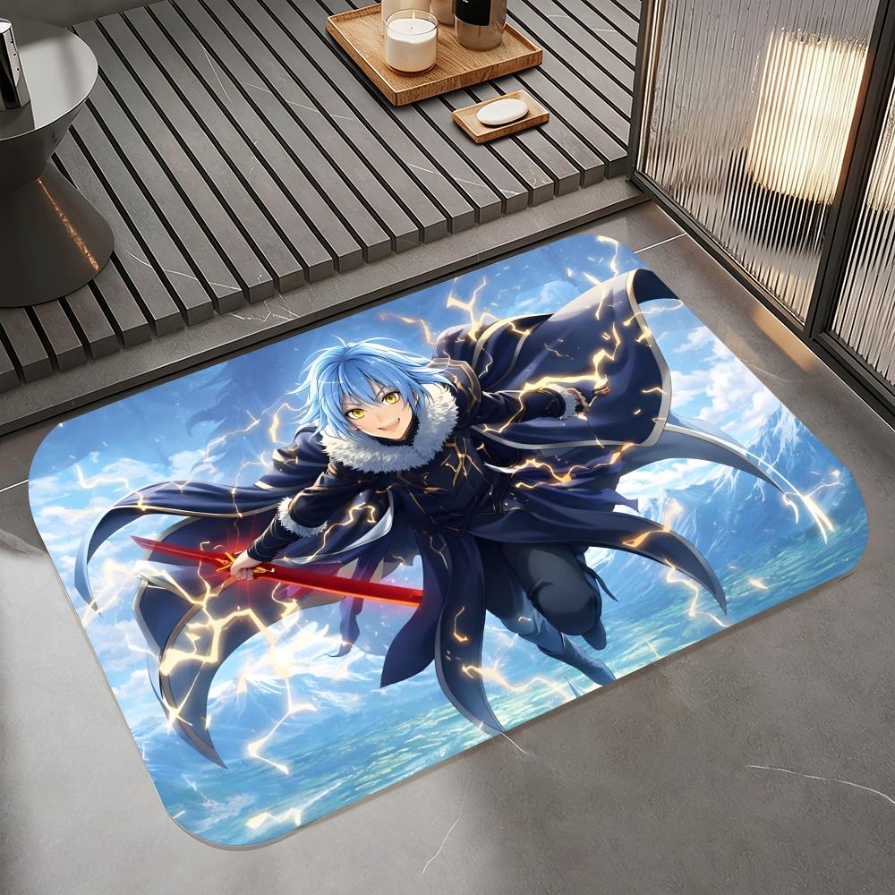 Anime T-Tensura Floor Mat Diatomite Bath Mat, Quick Dry Absorbent Non-Slip Door Mat