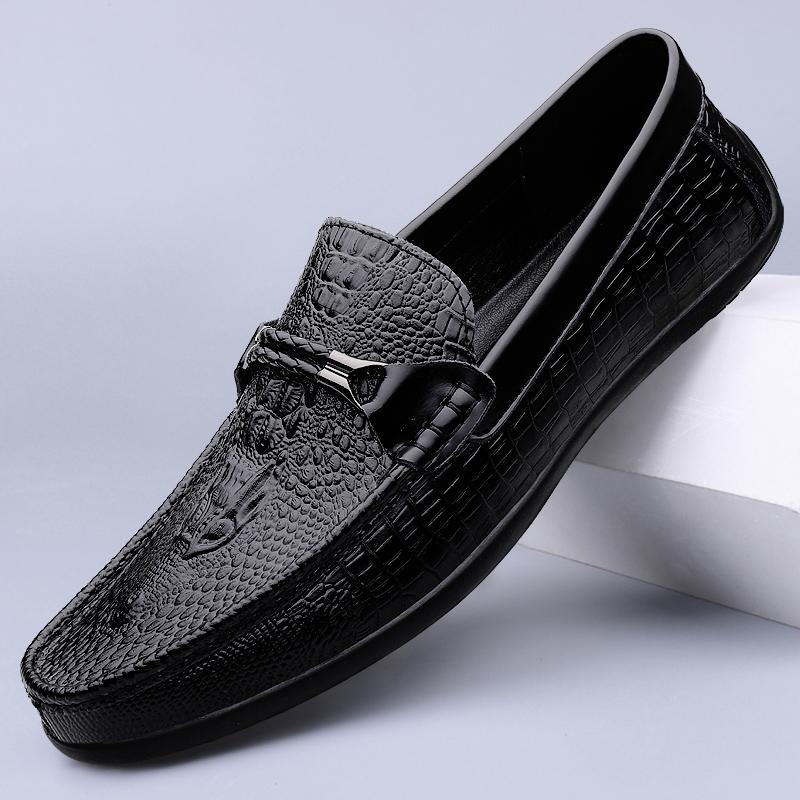 Pantofi Rochie Slip-on cu Model Crocodil Piele Naturală Mocasini Italieni pentru Bărbați Pantofi Casual Formali pentru Bărbați Pantofi Plați pentru Timp Liber Plimbare Conducere