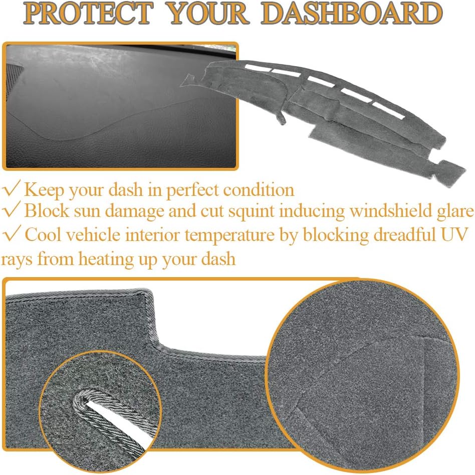 Dash Cover Mat  Fit For Ford F150 F250 F350 Pickup Truck 1992 1993 1994 1995 1996,Dashboard Cover Pad Carpet (Dark Gray) J20