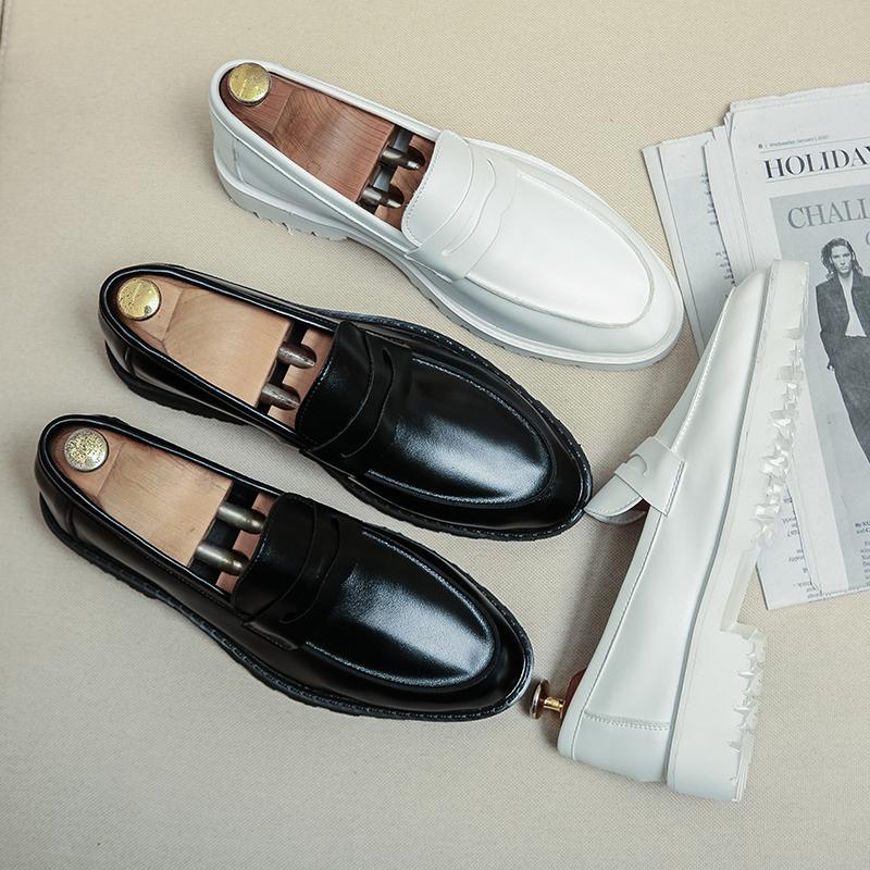 New Wedding Leather Oxfords Men Dress Shoes Slip On Breathable Driving Shoes Multi Color Penny Loafers Moccasins White Shoes Men