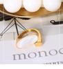European & American Style 18K Gold-Plated Titanium Steel White Seashell Oval Women's Ring
