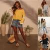 Autumn and Winter New Pullover Crew Neck Sweater Women's European and American Fashion Trends Multi-color Printing Long-sleeved Contrasting Sweater