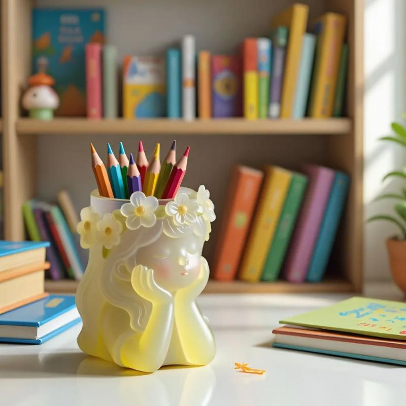 1pc Girl wearing a wreath shape vase silicone mold DIY candle cup container plaster concrete mold storage box flower pot resin m