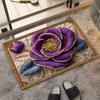 Floor Mat Non-Slip Rubber Backing Absorbent Quick-Drying Bath Rug Retro Style 3D Flower Pattern Kitchen Shower