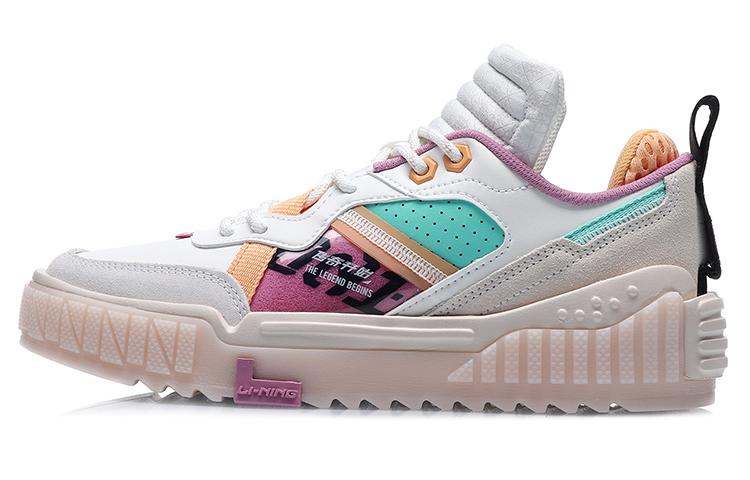 Li Ning 001 Нескользящие, износостойкие, легкие низкие кеды для скейтборда Женские Бело-фиолетовые AGCQ232-4 38