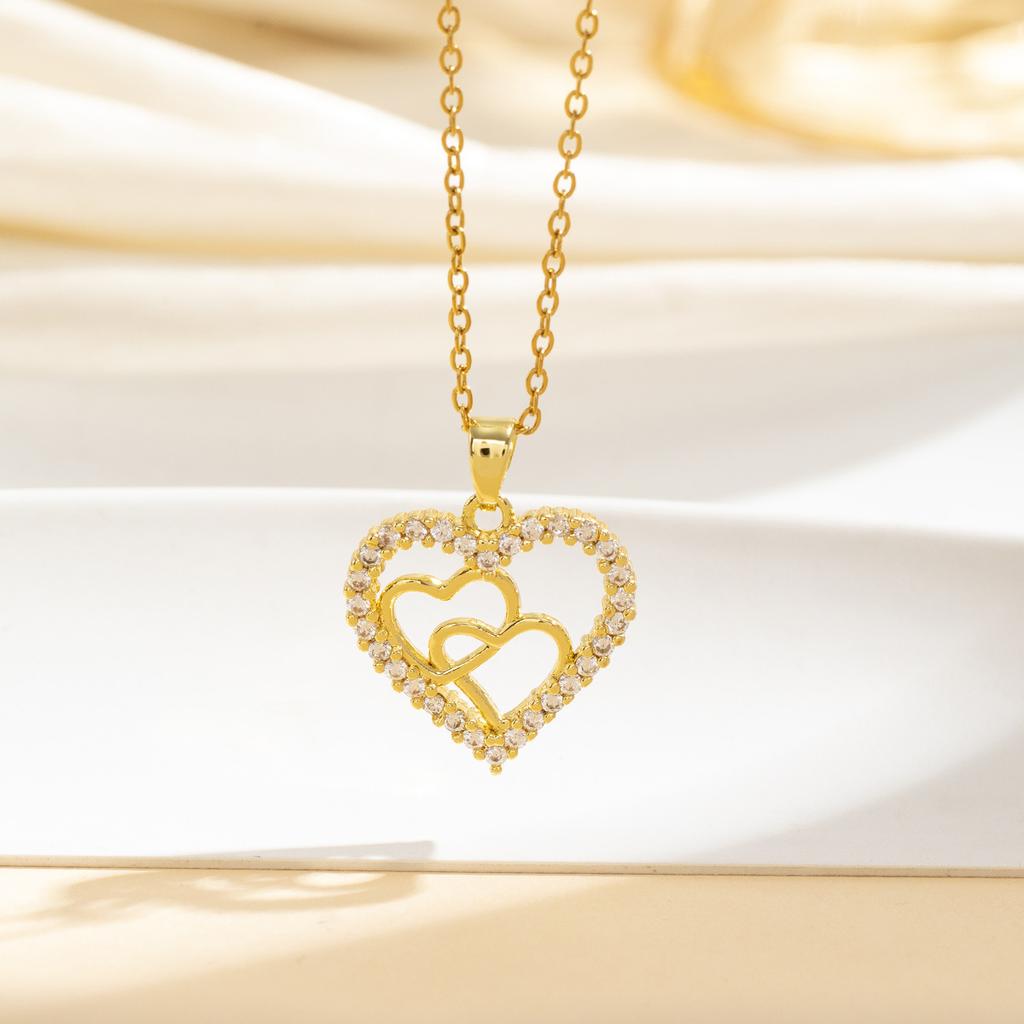 Small Heart Zircon Pendant Necklace For Women Minimalist Fashion Collarbone Chain Dainty Love Design