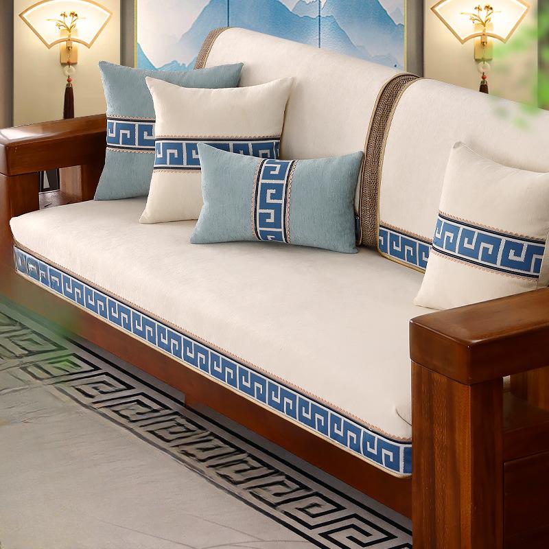 New Chinese Style Solid Wood Sofa Cushion Four Seasons Universal Non-Slip Cushion Modern Sofa Cover