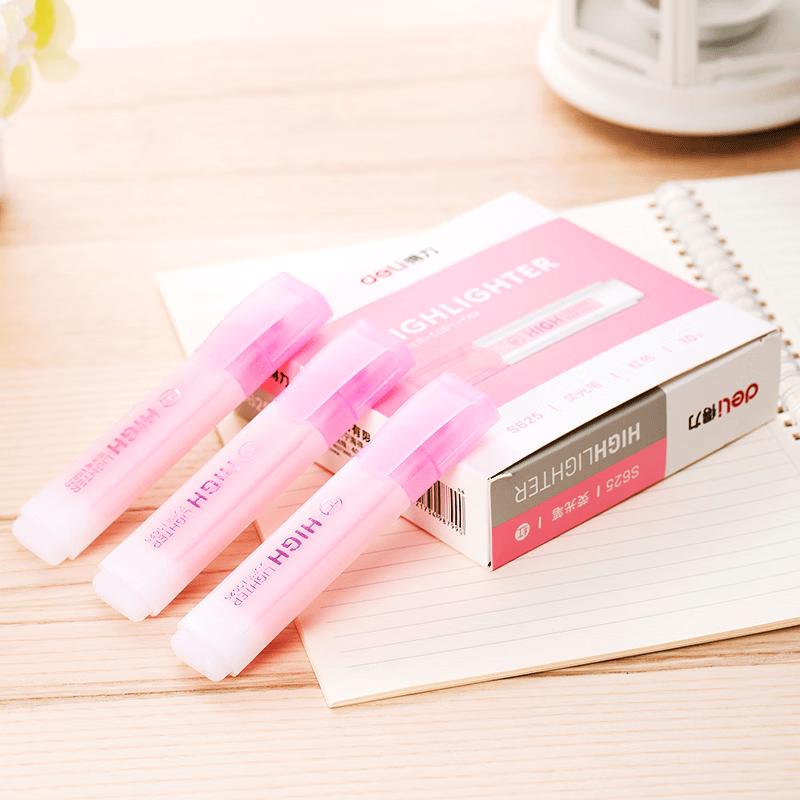 Deli S625 Fluorescent Pink Highlighters, 10-Pack