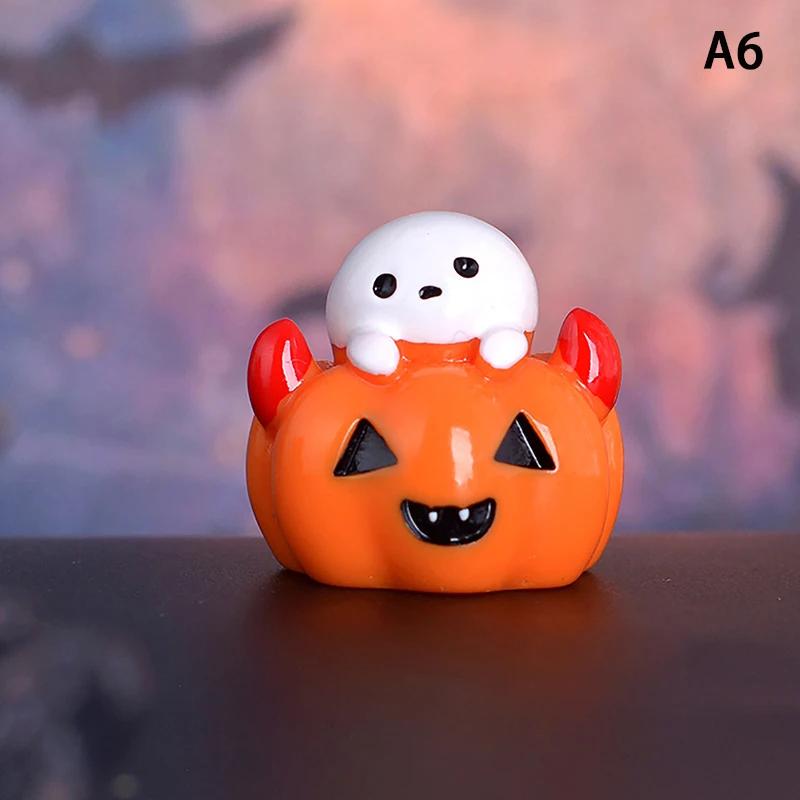 Halloween mikrolandskap miniatyrfigurer harpiks håndverk mini fe hage ornamenter søt gresskar spøkelse vampyr dekorasjon