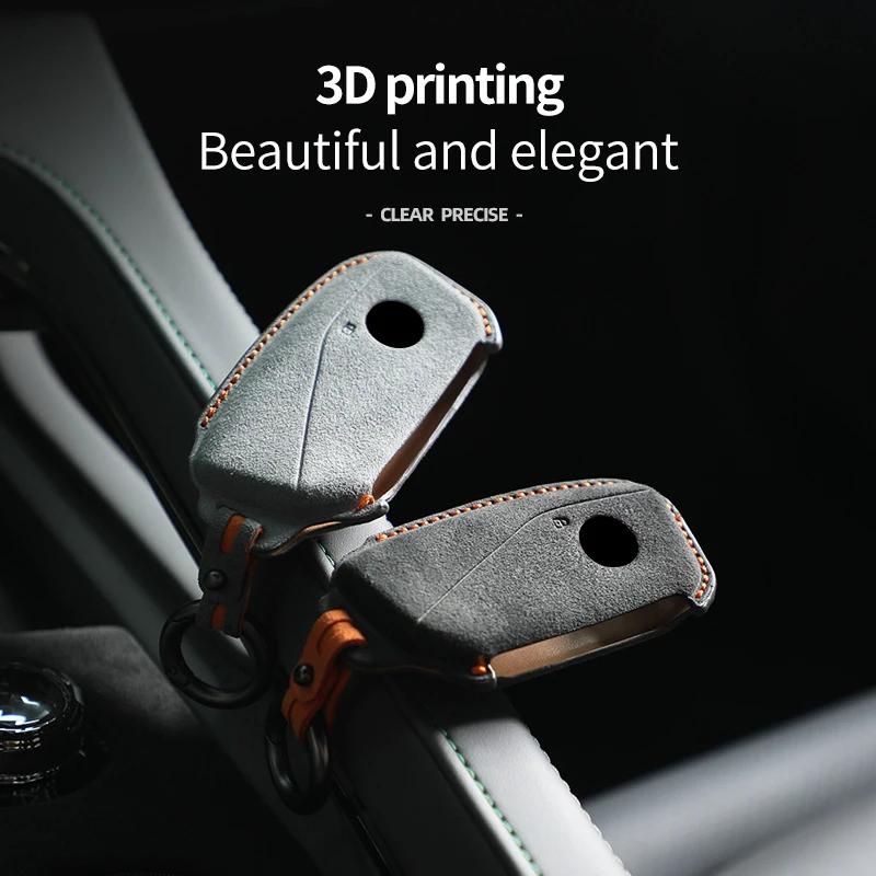 Top Suede Car Key Case Cover Shell Fob For Bmw I7 X7 G07 Lci Ix I20 X1 U11 7 Series G70 G09 Xm U06 G81 M3  Protector Keyless