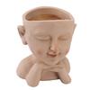 Men Face Flower Pot Hand Painting Resin Men Head Flowerpot Decorative Funny Succulent Flowerpot with Drain Hole for