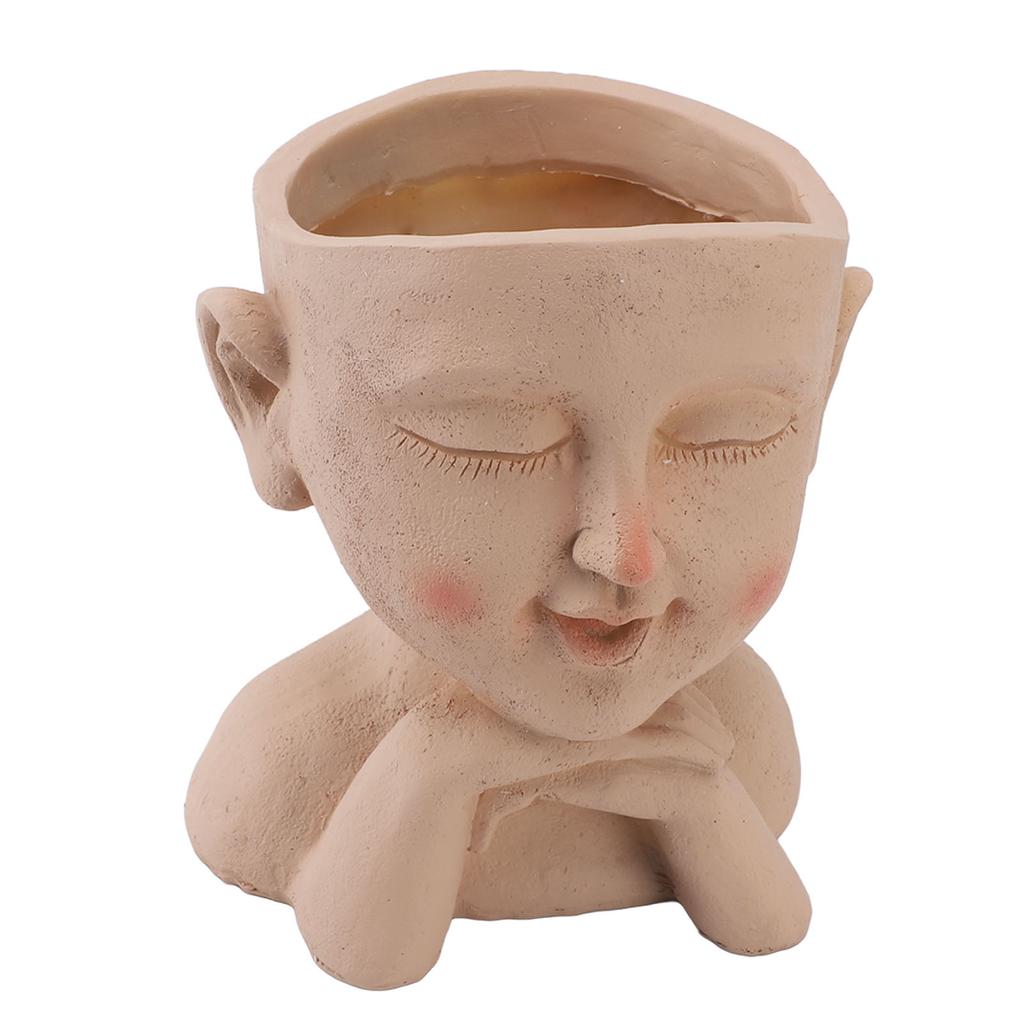 Men Face Flower Pot Hand Painting Resin Men Head Flowerpot Decorative Funny Succulent Flowerpot with Drain Hole for