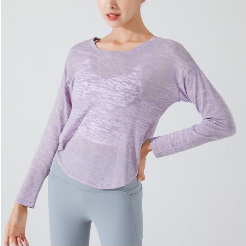 Womens Long Sleeve Quick-Dry Fitness Top - Breathable Stretch Gym Tee Running Yoga Workout Spring Fall