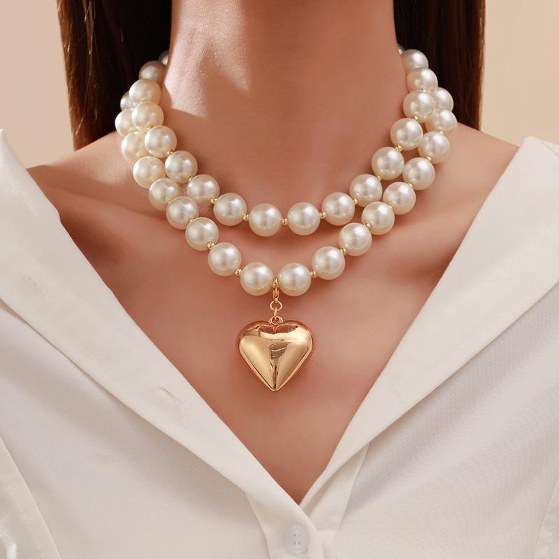 Exaggerated Punk Choker: Large Beaded Geometric Necklace for Women