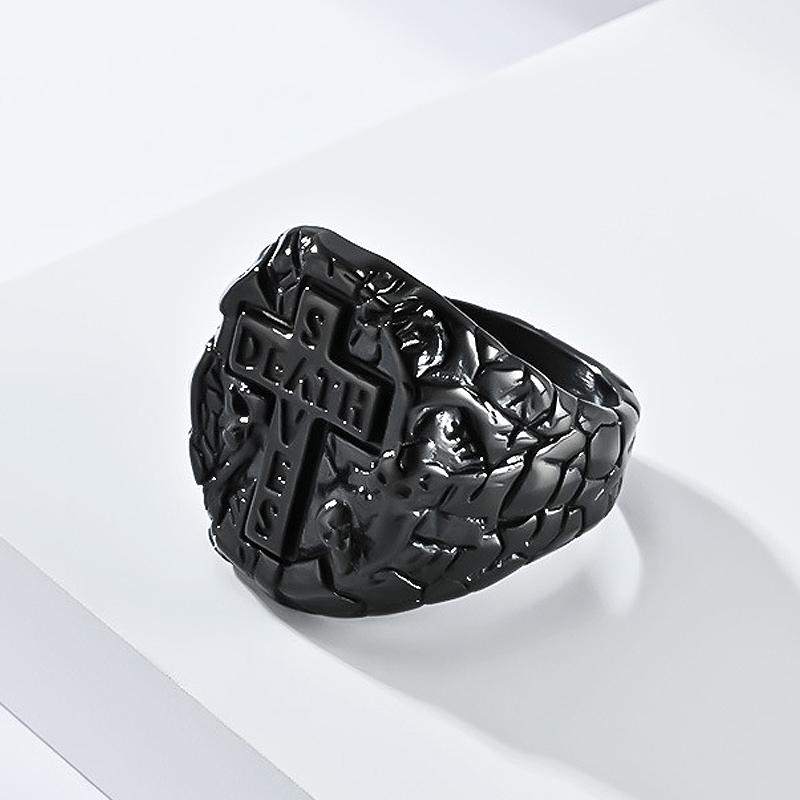 Stainless Steel 2023 New Retro Skull Ring for Man Chic Fancy Halloween Cross Jewelry Party Gift