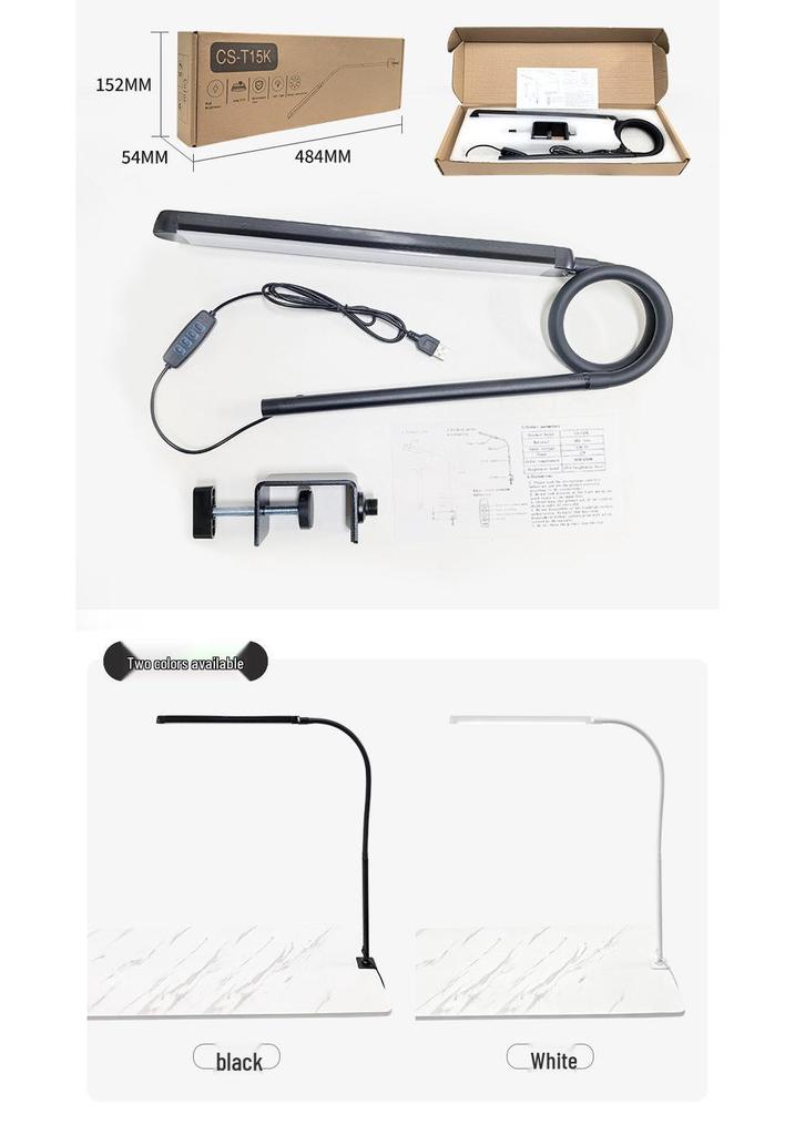 Clip-on Desk Lamp for Eye Protection: Ideal for Eyelash Extensions, Nail Art, Tattooing, Eyebrow Work, Dorms, and Bedside Use. Plug-in Design.