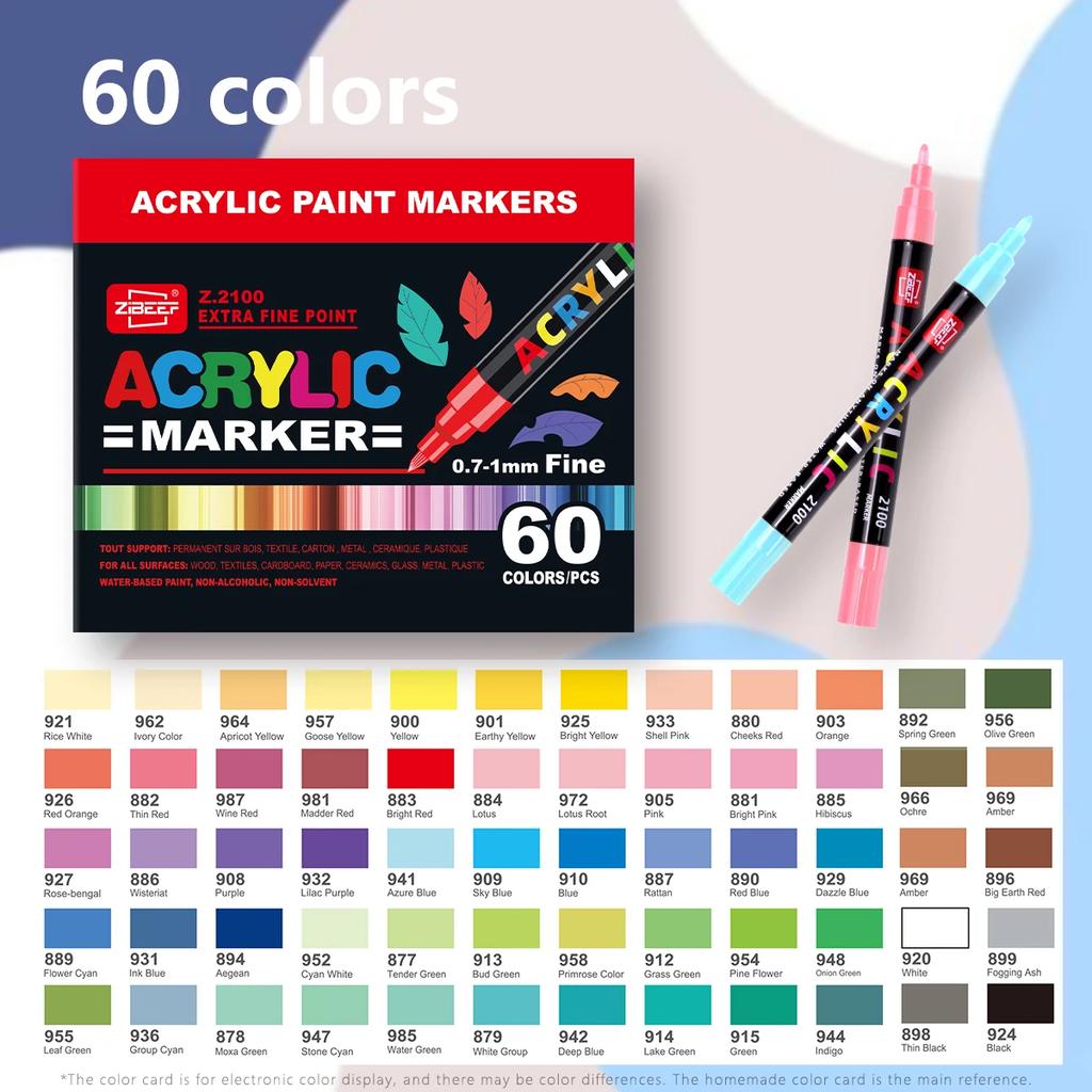 Acrylic Paint Markers, Fine Tip Acrylic Paint Pen, Waterproof & High Saturation Ideal for Wood, Metal, Plastic, Canvas, Fabric