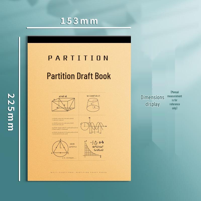 Sectioned Draft Book with Thickened Paper for Eye Protection - Suitable for Primary to College Students & Math Exams