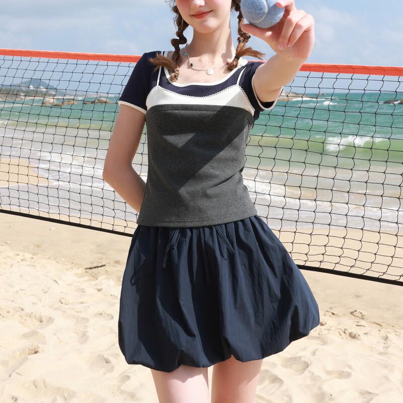SanCai High-Waist Pleated A-Line Mini Skirt