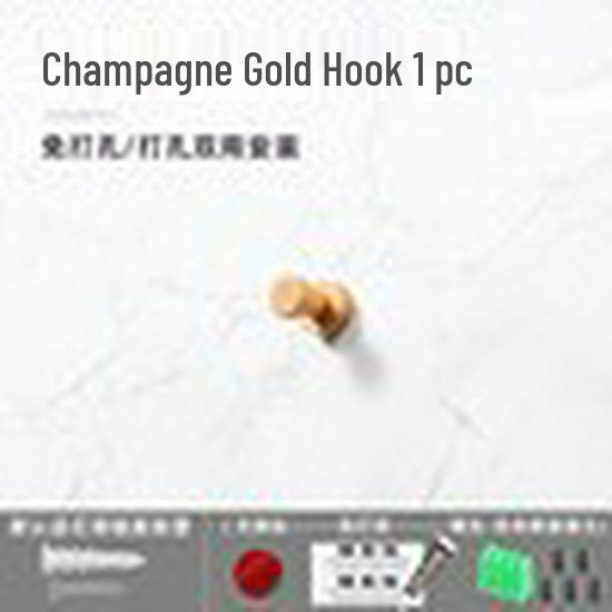 Electroplated No-Drill Modern Metal Coat Hook for Wall or Door, Bathroom Towel or Single Hook