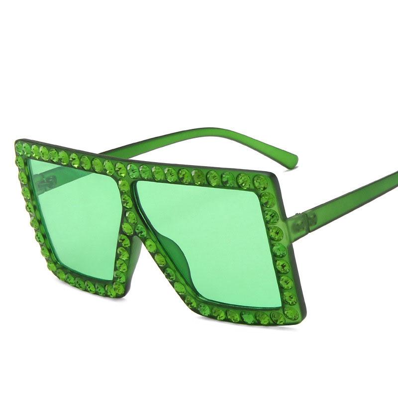 Décoration Strass Lunettes de Soleil Femmes Forme Carrée Lunettes de Soleil Cool et Élégantes Féminines Style Européen Américain Lunettes de Soleil pour Femme