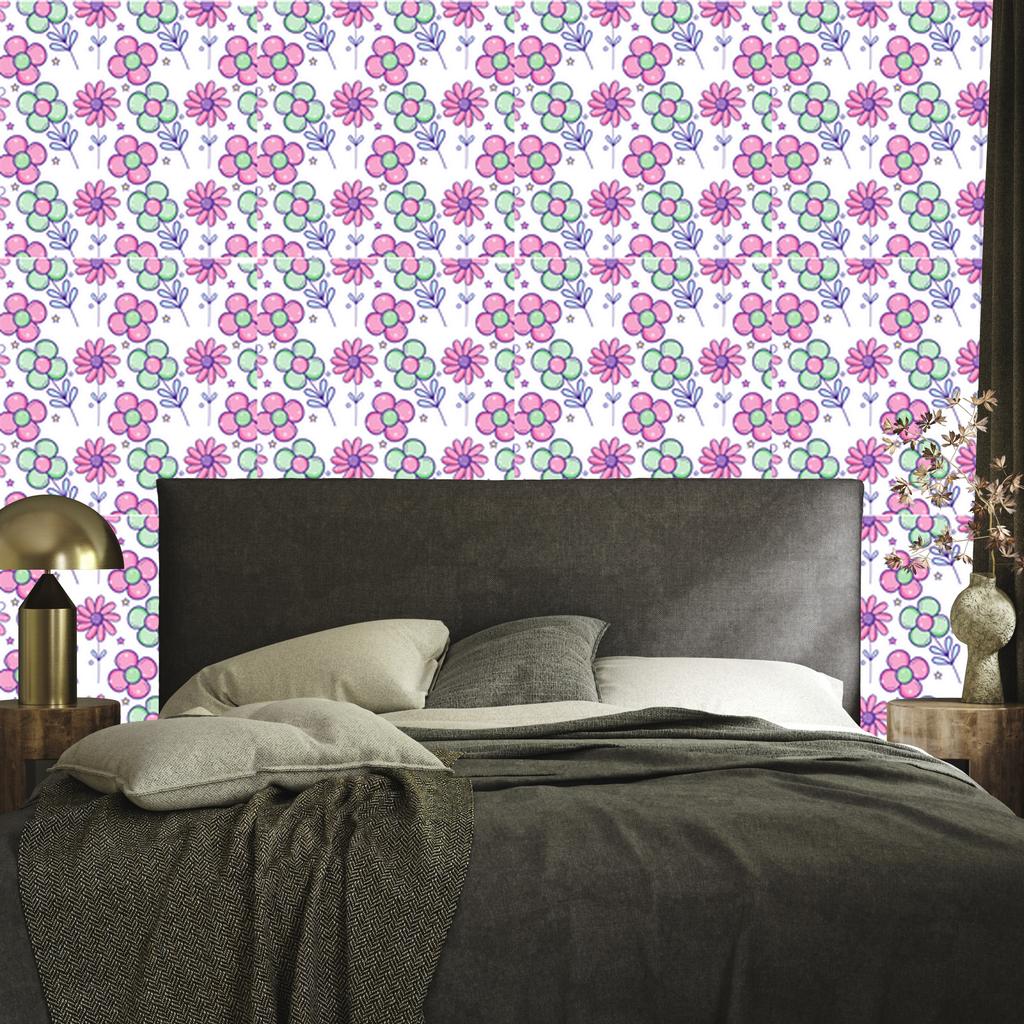 Wallpaper Flowers White, Powder Pink and Lavender for Living Room and Bedroom 50x1000