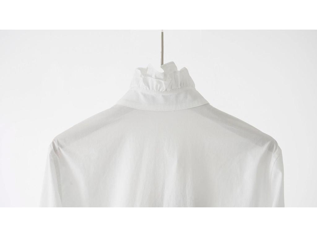 Allow Me to Shine Women's Ruffled High Neck White Poplin Cotton Shirt - Pony Brand Winter Collection