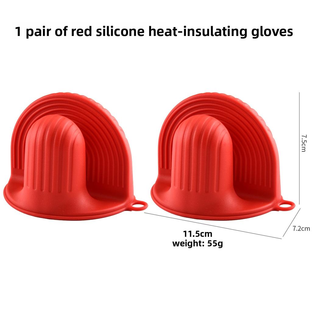 1 Pair Thickened silicone heat insulation gloves for kitchen baking air fryer microwave oven high temperature resistance anti-scalding