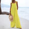 Women's Fashionable Solid Color Wide Leg Overalls Sleeveless Vest Pocket Casual Jumpsuit