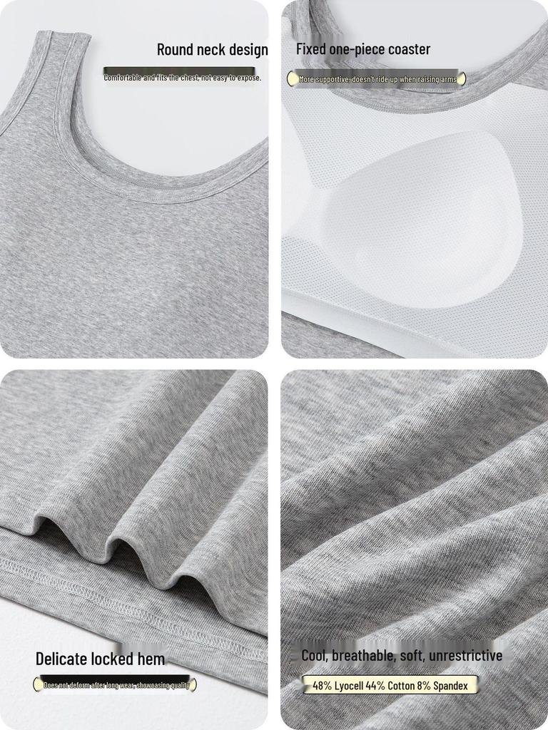 Women's Anti-Light Cotton Camisole: Covers Underarm, Chest Pads, Wear Alone or as Base Layer, Sleeveless Top