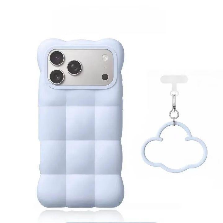 3D Cloud Puff Silicone Phone Case For IPhone14 15 16 17 Pro Max, Solid Color Cute Full Wrap Shockproof Protective Cover