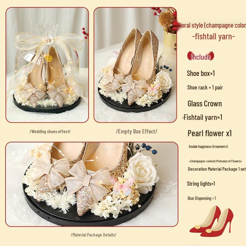 Набор из карточек для свадебной вечеринки и цветочной обувной коробки