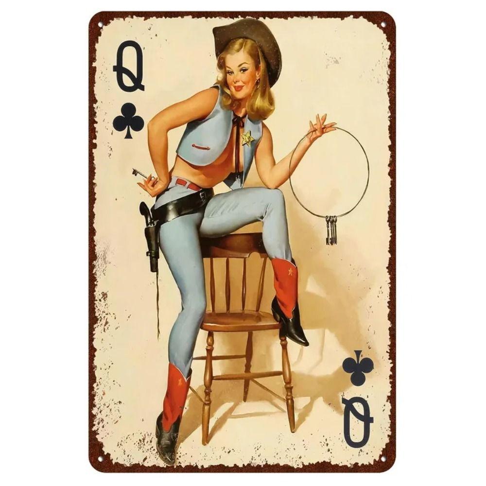 Pin-Up Girl Retro Metallwand Schild 30x20cm