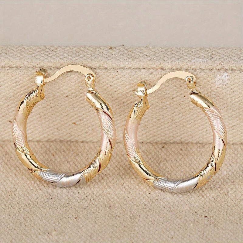 Simple And Colorful Wrap The Rope Creative Gold Contrasting Round Hoop Earrings For Women's able Daily Wedding Accessorie