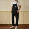 Herr Denim Långkjol Overall – Ledig Lös Passform Hängselbyxa med Justerbara Hällor för Arbete eller Streetwear