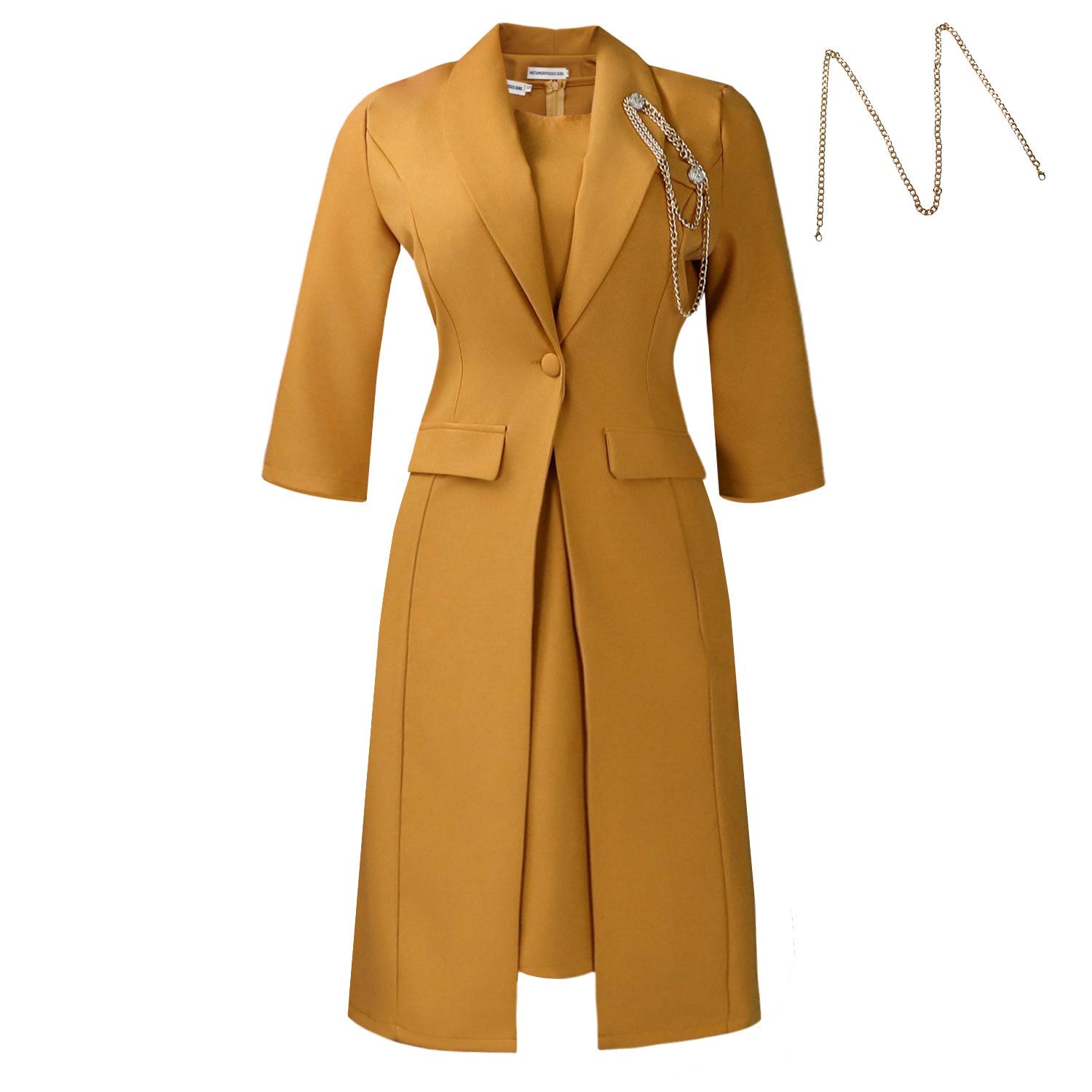 

D610 Women s Elegant Stretchy Slim Fit Solid Color Suit Jacket & Camisole Dress: African Fashion Two-Piece Set XXL