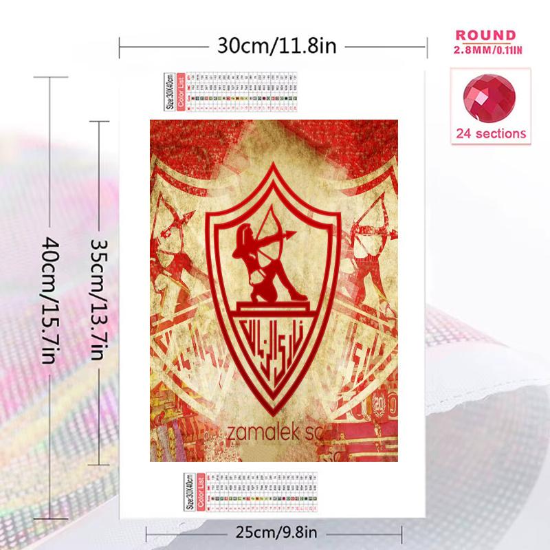 Zamalek SC logo Pattern  3pcs 100% Round Full Drill 5D DIY Diamond Painting Embroidery Cross Stitch Rhinestone Décor