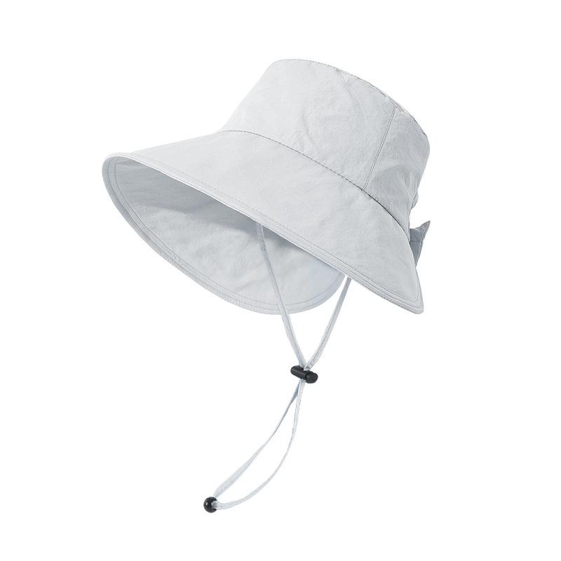 Summer Sun Protection Hat Women's Outdoor UV Protection Sun Hat with Ponytail Hole Hat Women's Big Eaves Show Face Small Bucket Hat