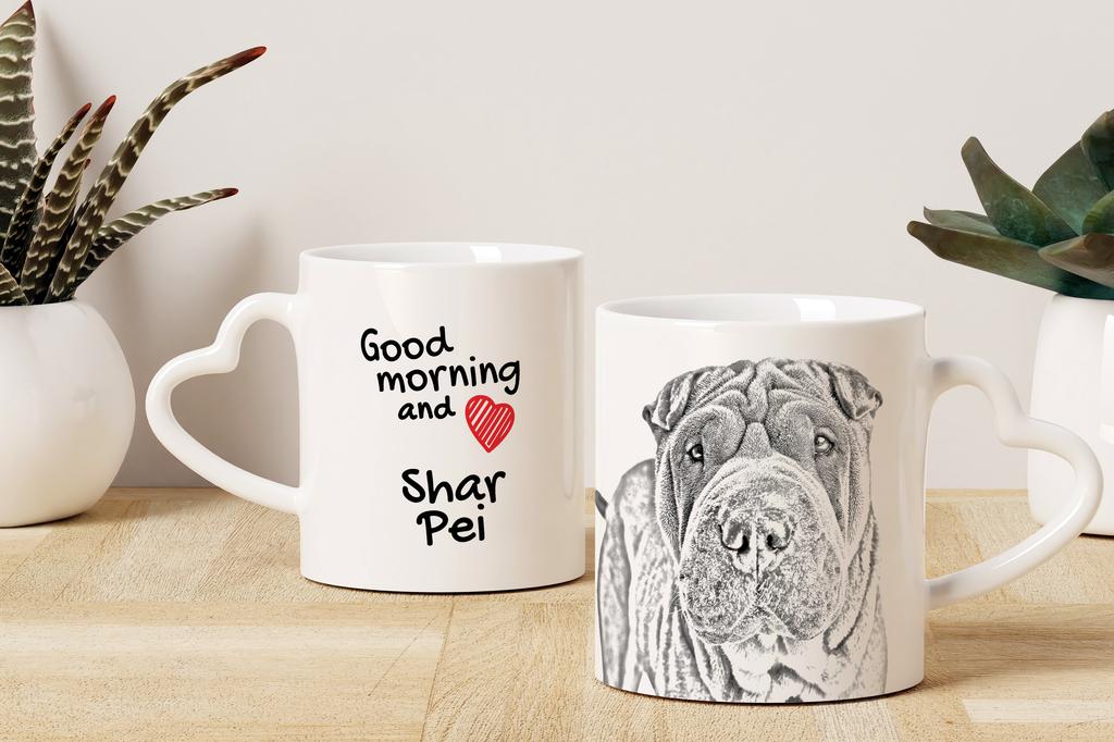 Shar Pei - Cup with a Dog, Adorable Cup with a Heart-shaped Handle, Universal Gift from the Art-Dog Brand