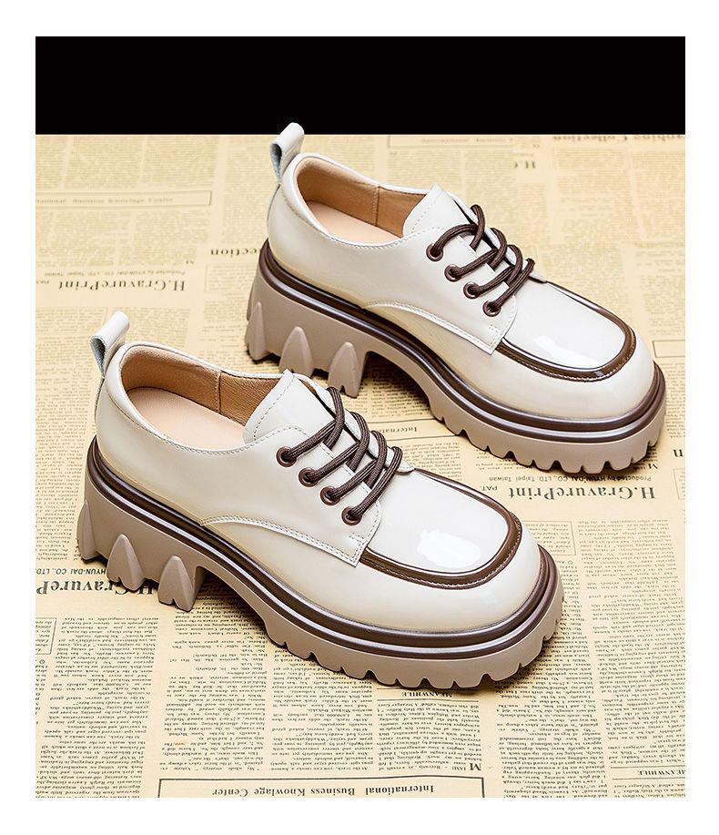 Women's Chunky Heel Oxford Loafers - British Style, Colorblock, Height-Increasing Platform for Winter Fashion