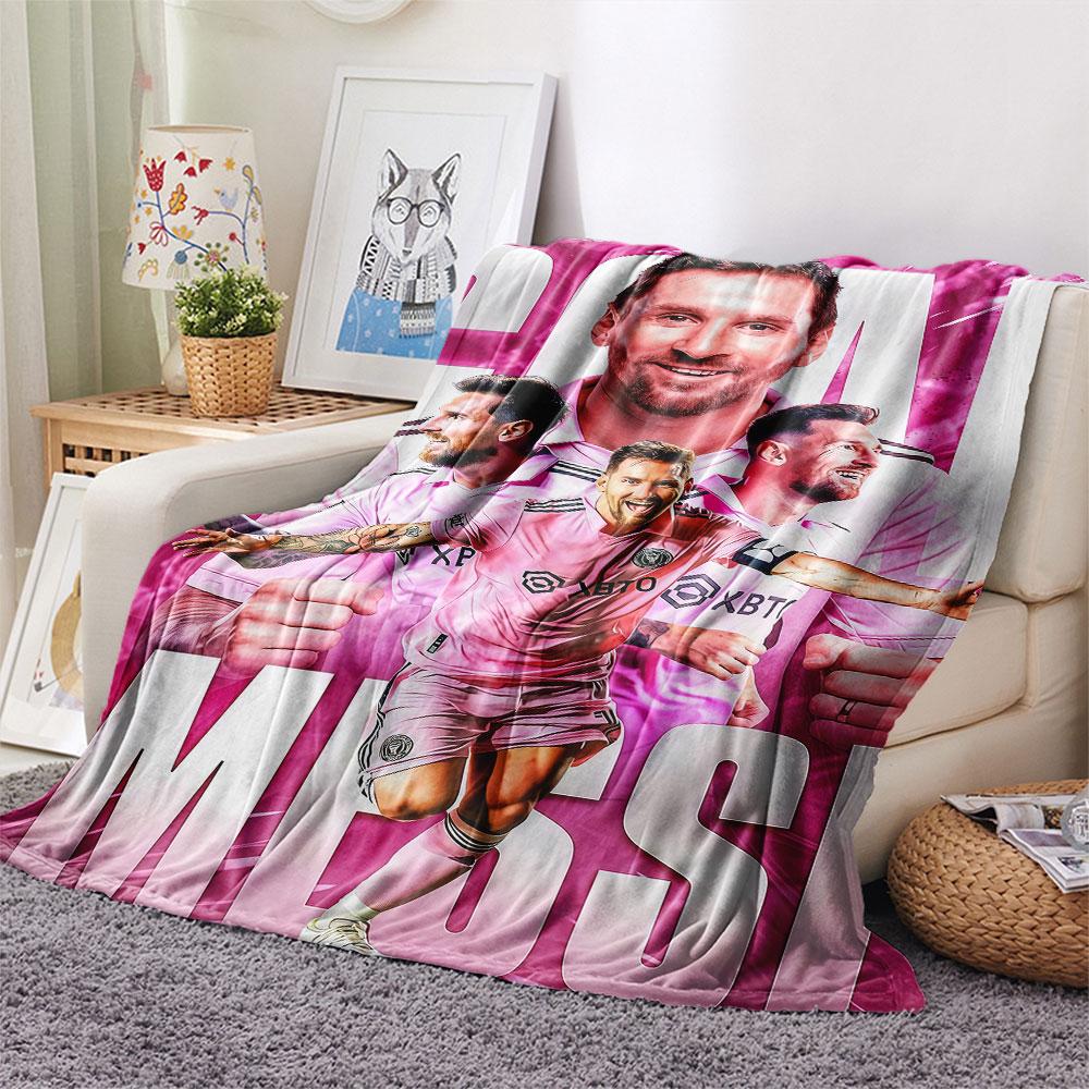 1PC Lionel Messi Patterned Flannel Blanket Suitable For All Seasons for Home Decor Warmth and Comfort Gifts Holiday Present