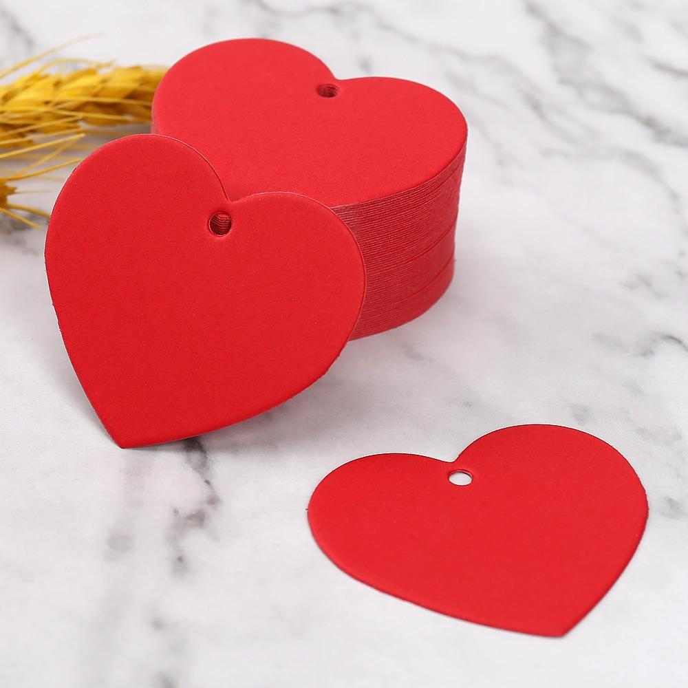 100pcs Heart Shaped Cards Gift Labels Kraft Paper Price Tag Craft Hang Tags  Happy Valentines Days