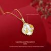 Ticia S925 Sterling Silver Joyful Eyebrows Necklace - Retro Chinese Style Shell Four-Leaf Clover Clavicle Chain for Women.
