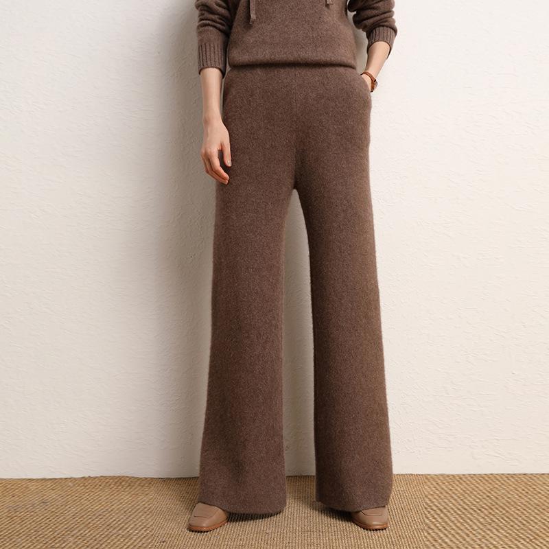 Cashmere High-Waisted Wide-Leg Knit Pants - Autumn/Winter Collection