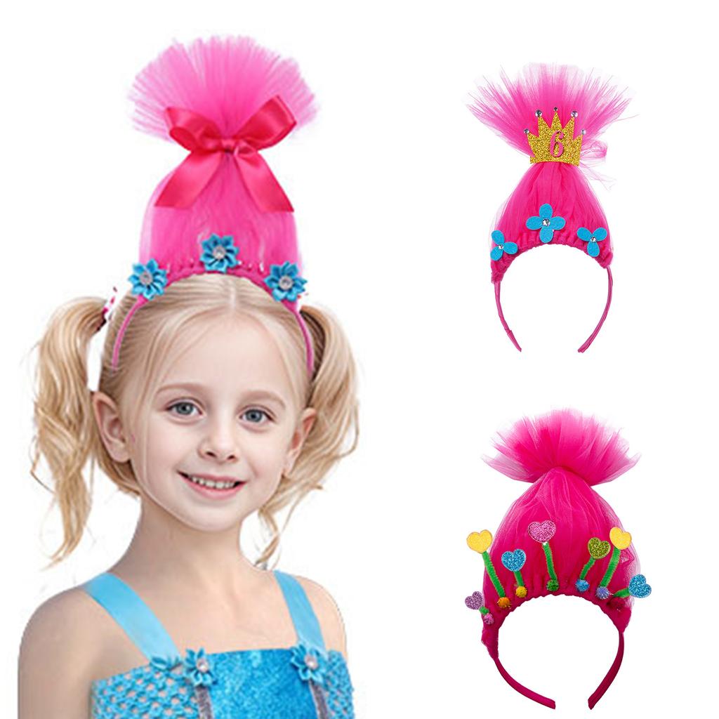 Trolls Poppy Headbands Cosplay Doll Headwear Hairbands Headwear Makeup Washing Face Hairbands Birthday Party