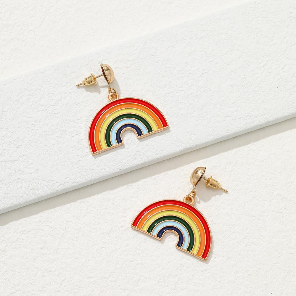 Charming Colorful Rainbow Earrings Geometric Alloy Plated Fun Fashion Jewelry