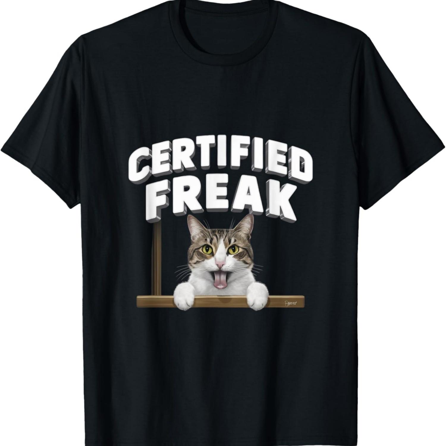 

funny cat meme Certified Freak Funny Cat Meme T-Shirt(1) S чёрный