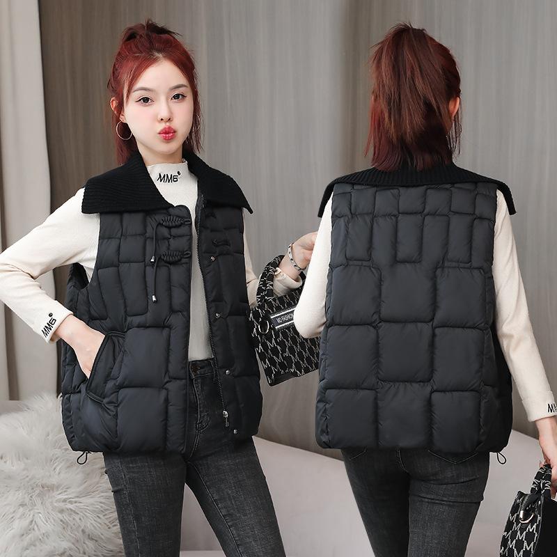 Autumn and winter new down cotton vest female Korean version student loose cotton jacket vest lapel vest jacket female